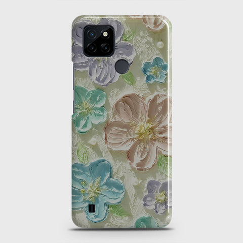 Realme C25Y Cover - Floral Series - Design 14 - Blue & Purple - Matte Finish - Snap On Hard Case with LifeTime Colors Guarantee