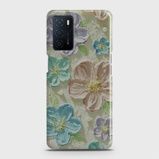 Oppo A16 Cover - Floral Series - Design 14 - Blue & Purple - Matte Finish - Snap On Hard Case with LifeTime Colors Guarantee