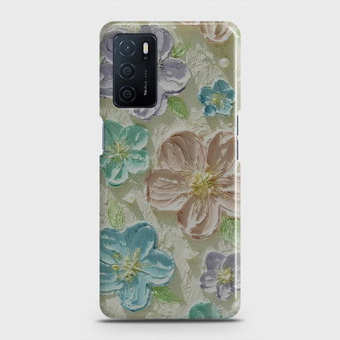 Oppo A16 Cover - Floral Series - Design 14 - Blue & Purple - Matte Finish - Snap On Hard Case with LifeTime Colors Guarantee