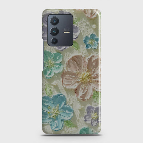 Vivo V23 5G Cover - Floral Series - Design 14 - Blue & Purple - Matte Finish - Snap On Hard Case with LifeTime Colors Guarantee (Fast Delivery) (H)