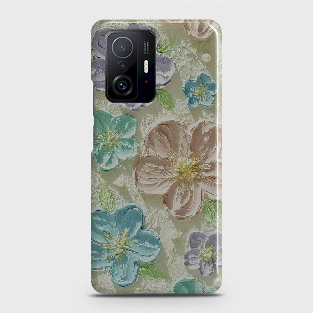 Xiaomi 11T Cover - Floral Series - Design 14 - Blue & Purple - Matte Finish - Snap On Hard Case with LifeTime Colors Guarantee