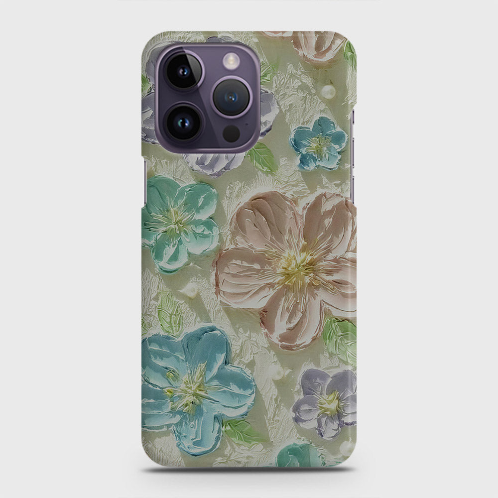 iPhone 14 Pro Cover - Floral Series - Design 14 - Blue & Purple - Matte Finish - Snap On Hard Case with LifeTime Colors Guarantee