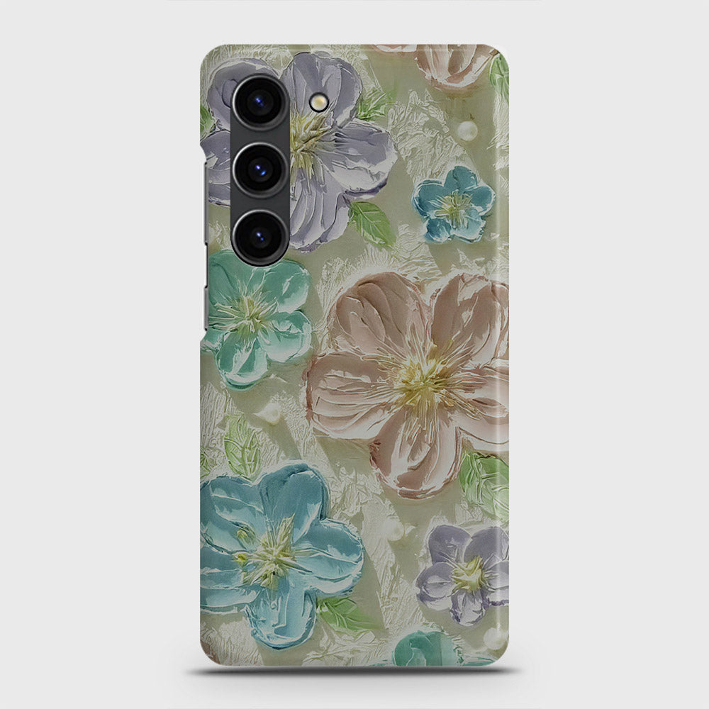 Samsung Galaxy S23 Cover - Floral Series - Design 14 - Blue & Purple - Matte Finish - Snap On Hard Case with LifeTime Colors Guarantee