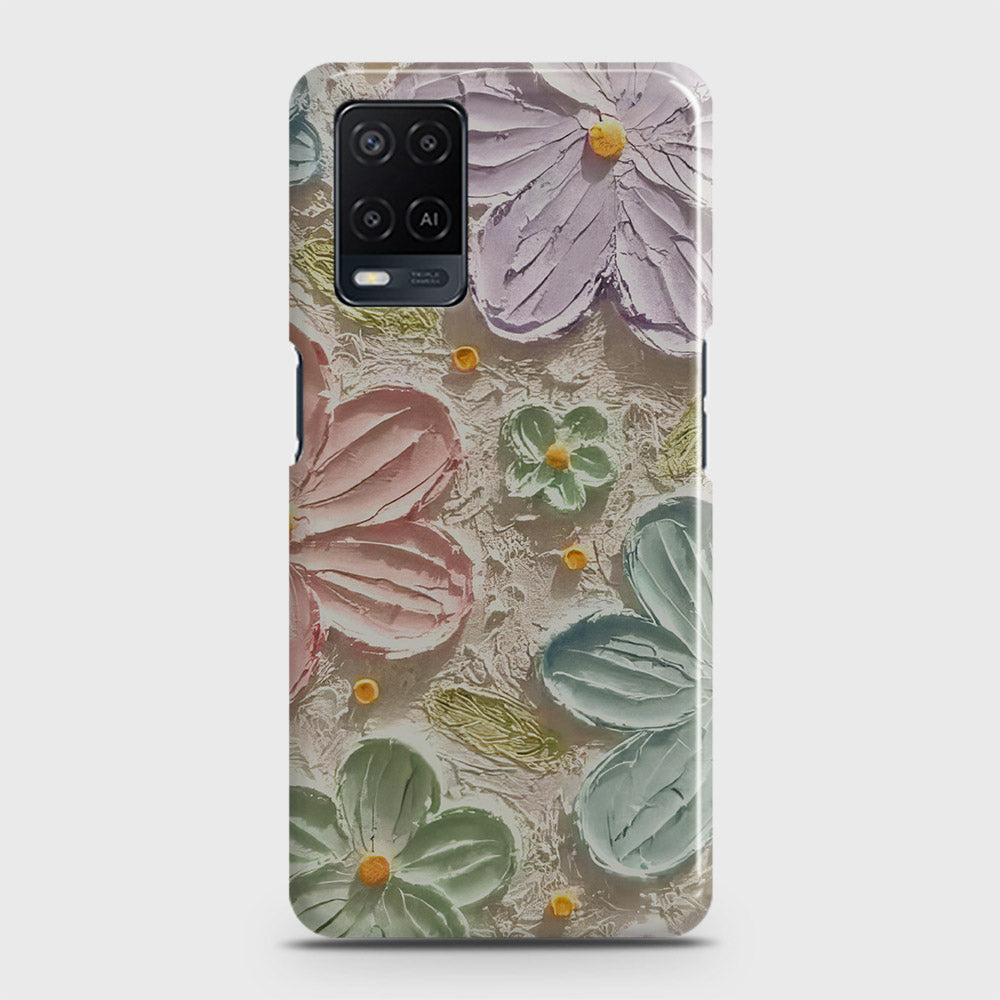 Oppo A54  Cover - Floral Series - Design 15 - Blue & Green - Matte Finish - Snap On Hard Case with LifeTime Colors Guarantee