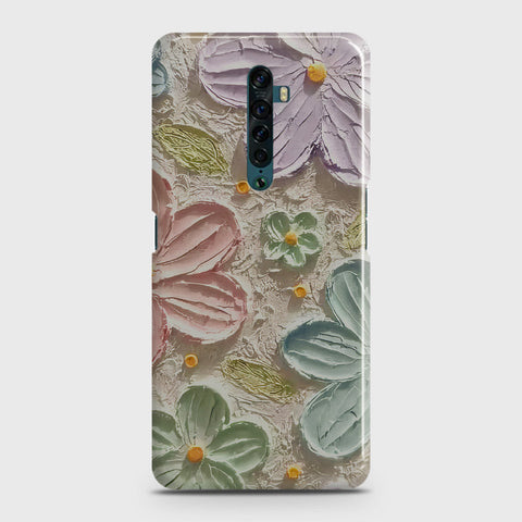 Oppo Reno 2 Cover - Floral Series - Design 15 - Blue & Green - Matte Finish - Snap On Hard Case with LifeTime Colors Guarantee
