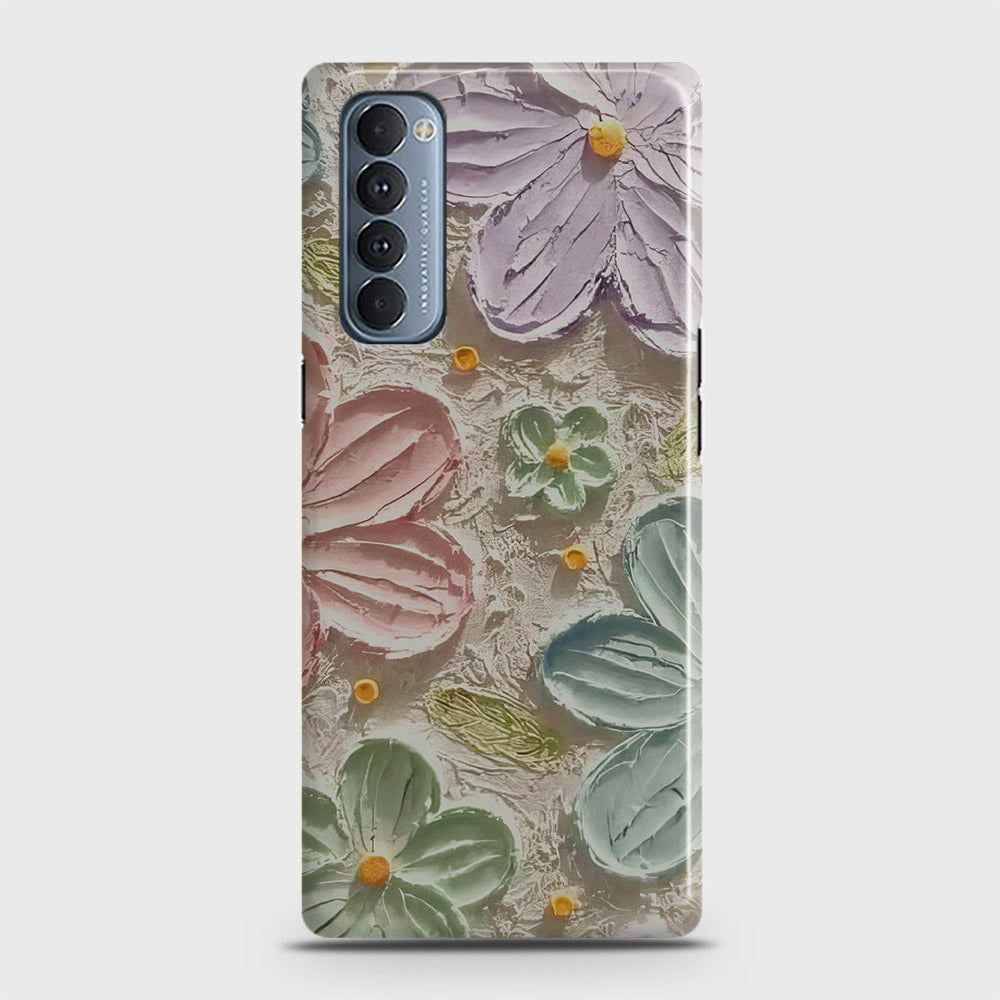 Oppo Reno 4 Pro 4G Cover - Floral Series - Design 15 - Blue & Green - Matte Finish - Snap On Hard Case with LifeTime Colors Guarantee