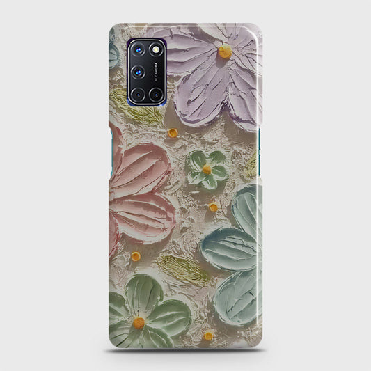 Oppo A92 Cover - Floral Series - Design 15 - Blue & Green - Matte Finish - Snap On Hard Case with LifeTime Colors Guarantee