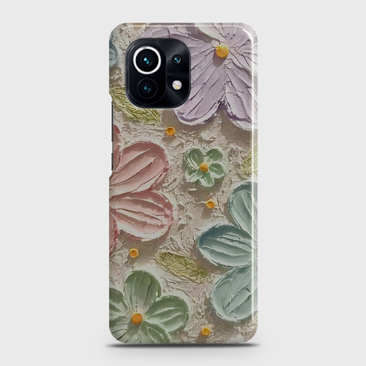 Xiaomi Mi 11 Lite Cover - Floral Series - Design 15 - Blue & Green - Matte Finish - Snap On Hard Case with LifeTime Colors Guarantee