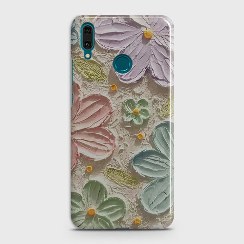 Huawei Y7 Prime 2019 Cover - Floral Series - Design 15 - Blue & Green - Matte Finish - Snap On Hard Case with LifeTime Colors Guarantee