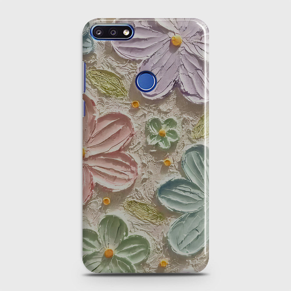 Huawei Honor 7C Cover - Floral Series - Design 15 - Blue & Green - Matte Finish - Snap On Hard Case with LifeTime Colors Guarantee