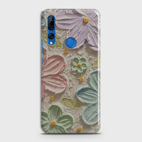Huawei Y9 Prime 2019 Cover - Floral Series - Design 15 - Blue & Green - Matte Finish - Snap On Hard Case with LifeTime Colors Guarantee