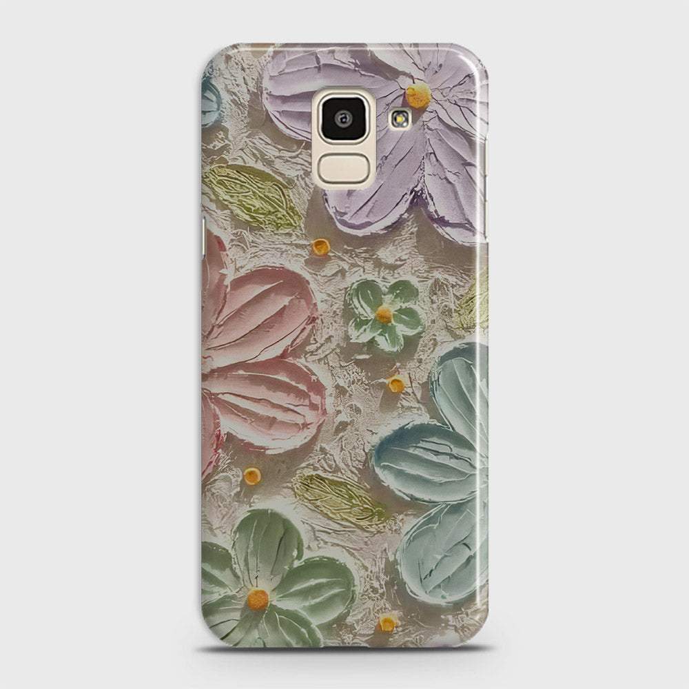 Samsung Galaxy J6 2018 Cover - Floral Series - Design 15 - Blue & Green - Matte Finish - Snap On Hard Case with LifeTime Colors Guarantee
