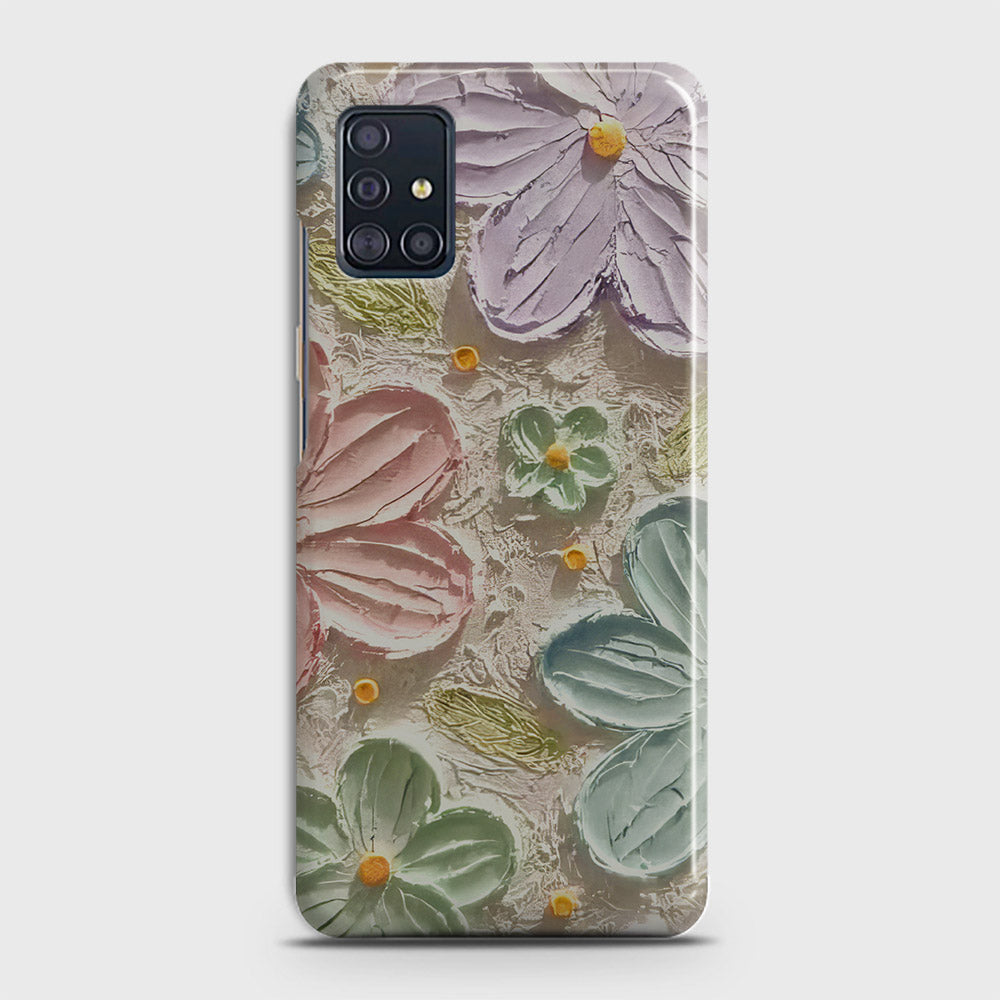Samsung Galaxy A71 Cover - Floral Series - Design 15 - Blue & Green - Matte Finish - Snap On Hard Case with Life Time Colors Guarantee (Fast Delivery)