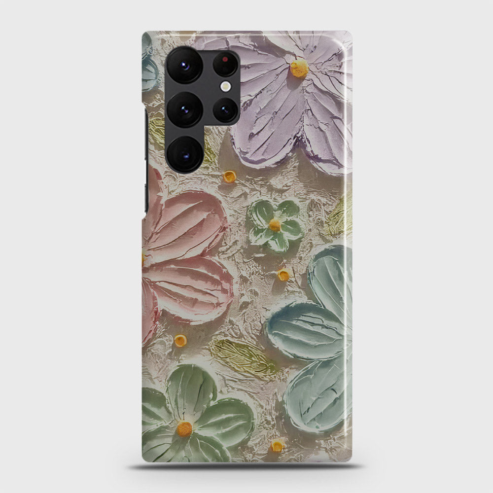 Samsung Galaxy S22 Ultra 5G Cover - Floral Series - Design 15 - Blue & Green - Matte Finish - Snap On Hard Case with LifeTime Colors Guarantee (Fast Delivery)