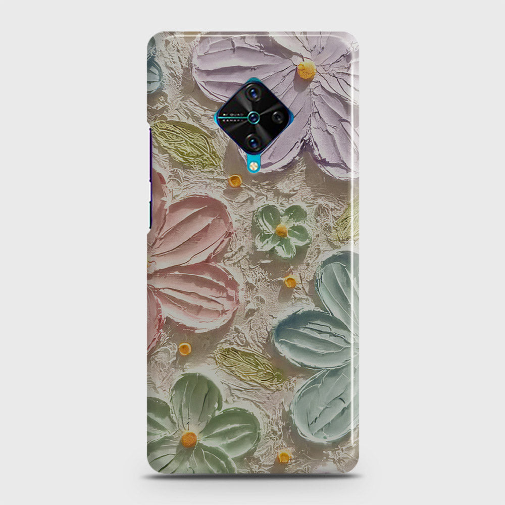 Vivo Y51 (2020 September)  Cover - Floral Series - Design 15 - Blue & Green - Matte Finish - Snap On Hard Case with LifeTime Colors Guarantee