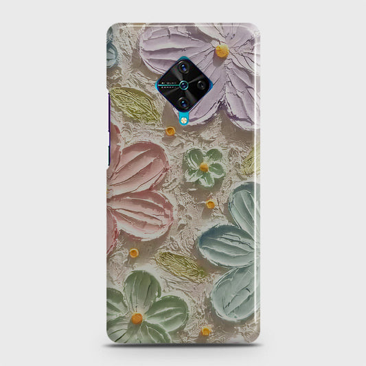 Vivo Y51 (2020 September)  Cover - Floral Series - Design 15 - Blue & Green - Matte Finish - Snap On Hard Case with LifeTime Colors Guarantee