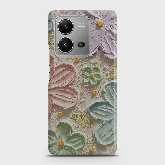 Vivo V25 Cover - Floral Series - Design 15 - Blue & Green - Matte Finish - Snap On Hard Case with LifeTime Colors Guarantee