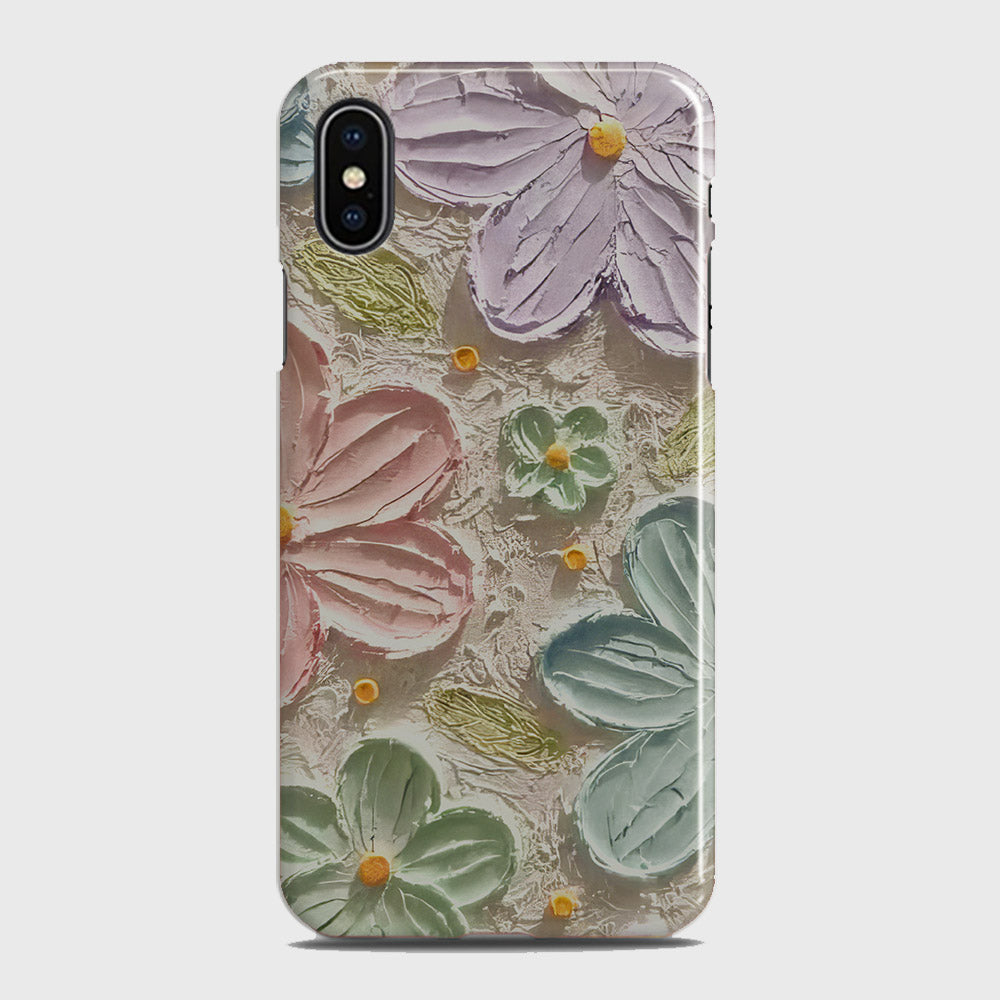 iPhone X Cover - Floral Series - Design 15 - Blue & Green - Matte Finish - Snap On Hard Case with LifeTime Colors Guarantee