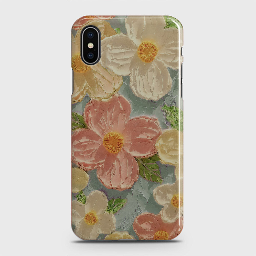 iPhone XS Cover - Floral Series - Design 16 - Cyan & Pink - Matte Finish - Snap On Hard Case with LifeTime Colors Guarantee