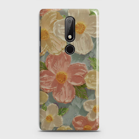 Nokia 6.1 Plus Cover - Floral Series - Design 16 - Cyan & Pink - Matte Finish - Snap On Hard Case with LifeTime Colors Guarantee