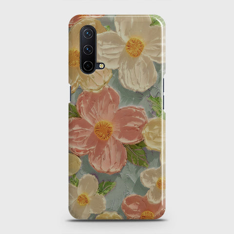 OnePlus Nord CE 5G  Cover - Floral Series - Design 16 - Cyan & Pink - Matte Finish - Snap On Hard Case with LifeTime Colors Guarantee