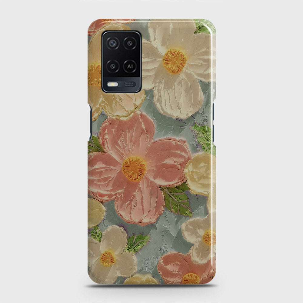 Oppo A54  Cover - Floral Series - Design 16 - Cyan & Pink - Matte Finish - Snap On Hard Case with LifeTime Colors Guarantee