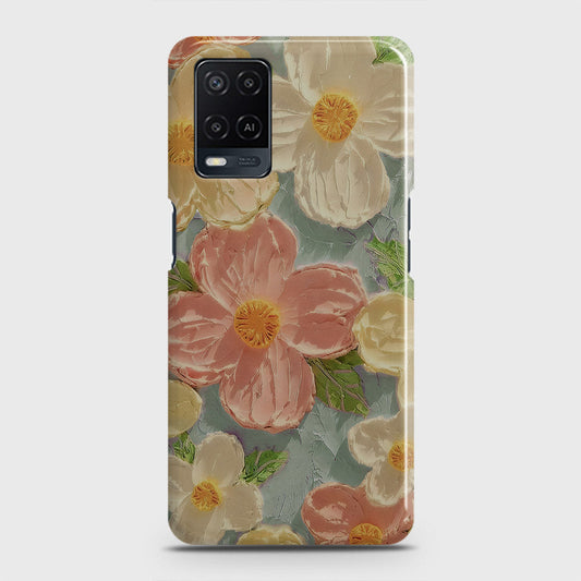 Oppo A54  Cover - Floral Series - Design 16 - Cyan & Pink - Matte Finish - Snap On Hard Case with LifeTime Colors Guarantee