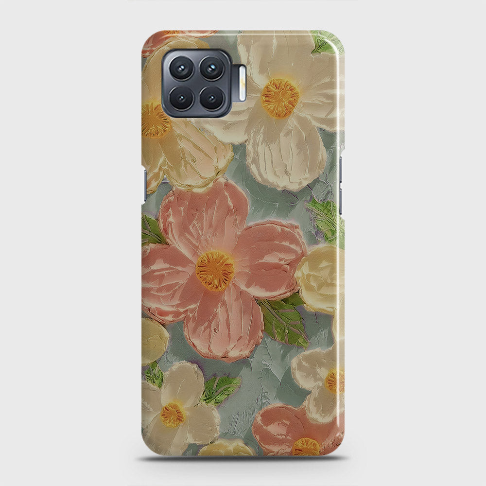 Oppo F17 Pro Cover - Floral Series - Design 16 - Cyan & Pink - Matte Finish - Snap On Hard Case with LifeTime Colors Guarantee