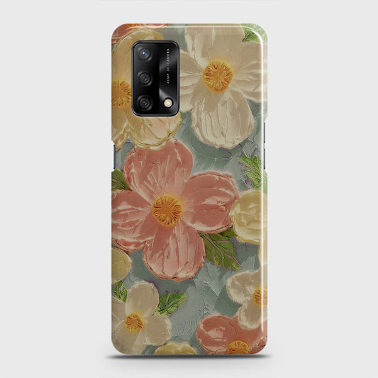 Oppo F19 Cover - Floral Series - Design 16 - Cyan & Pink - Matte Finish - Snap On Hard Case with LifeTime Colors Guarantee