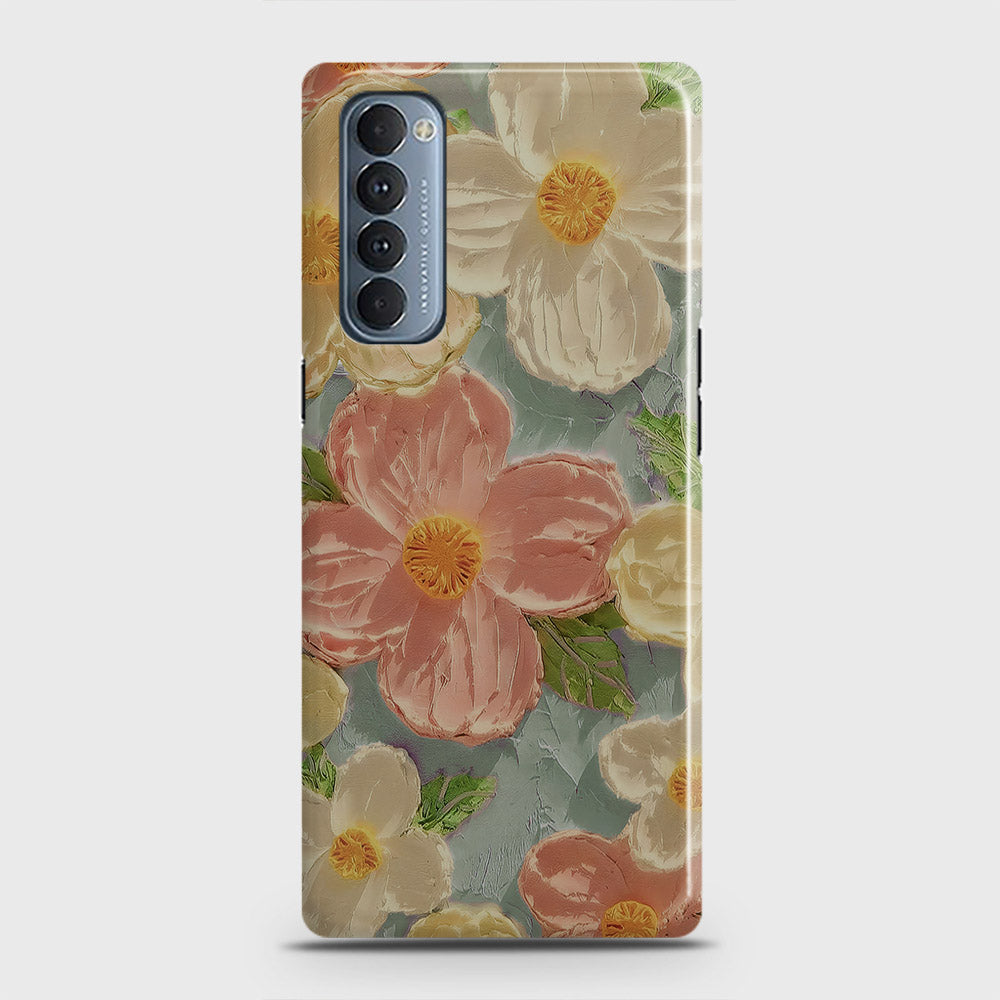 Oppo Reno 4 Pro 4G Cover - Floral Series - Design 16 - Cyan & Pink - Matte Finish - Snap On Hard Case with LifeTime Colors Guarantee