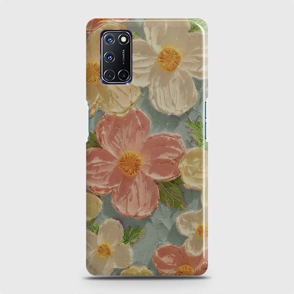 Oppo A52 Cover - Floral Series - Design 16 - Cyan & Pink - Matte Finish - Snap On Hard Case with LifeTime Colors Guarantee (Fast Delivery) (H)