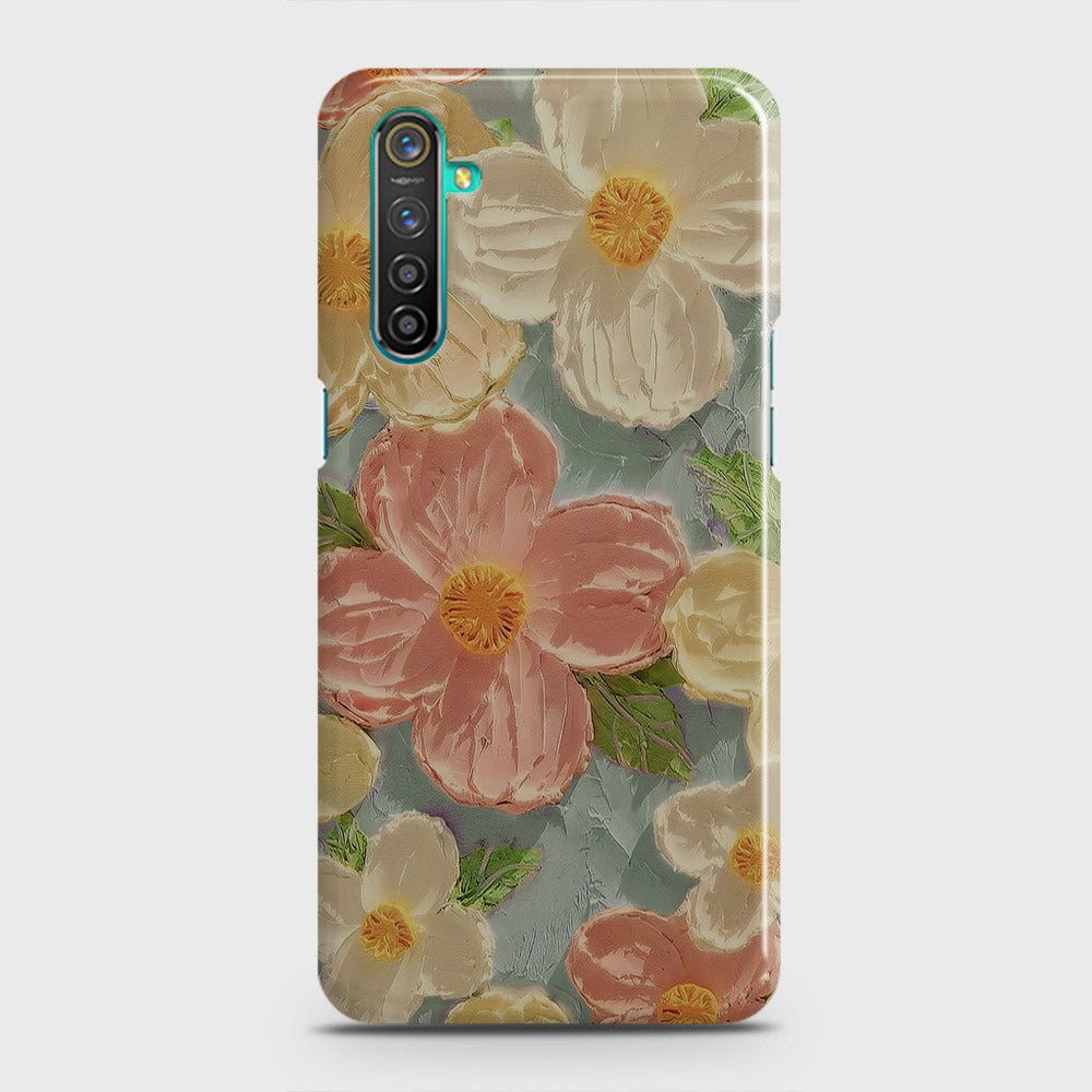Realme 6 Pro Cover - Floral Series - Design 16 - Cyan & Pink - Matte Finish - Snap On Hard Case with LifeTime Colors Guarantee