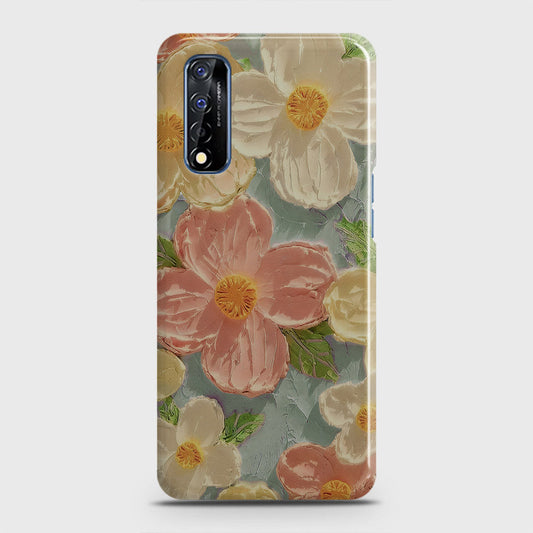 Realme Narzo 30 Cover - Floral Series - Design 16 - Cyan & Pink - Matte Finish - Snap On Hard Case with LifeTime Colors Guarantee
