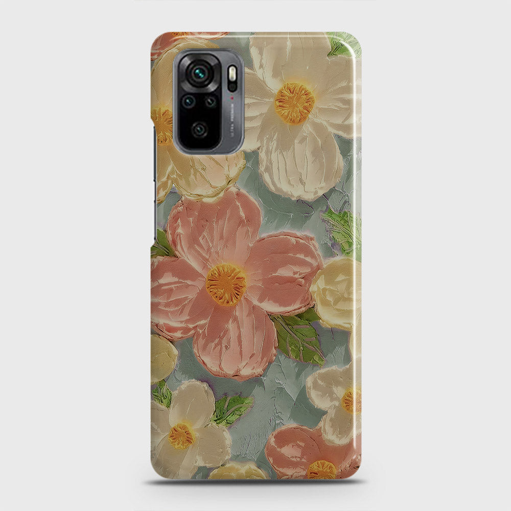 Xiaomi Redmi Note 10 4G Cover - Floral Series - Design 16 - Cyan & Pink - Matte Finish - Snap On Hard Case with LifeTime Colors Guarantee