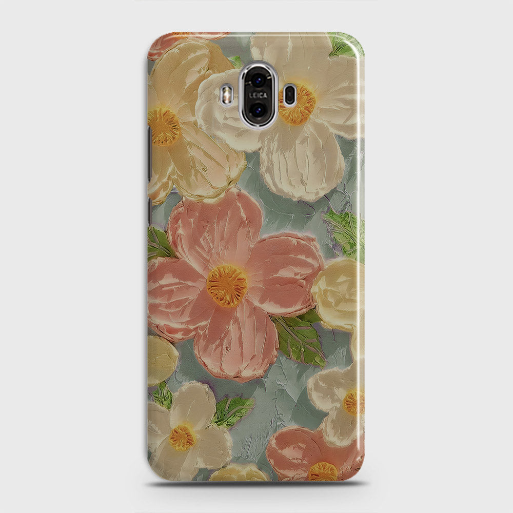 Huawei Mate 10 Cover - Floral Series - Design 16 - Cyan & Pink - Matte Finish - Snap On Hard Case with LifeTime Colors Guarantee