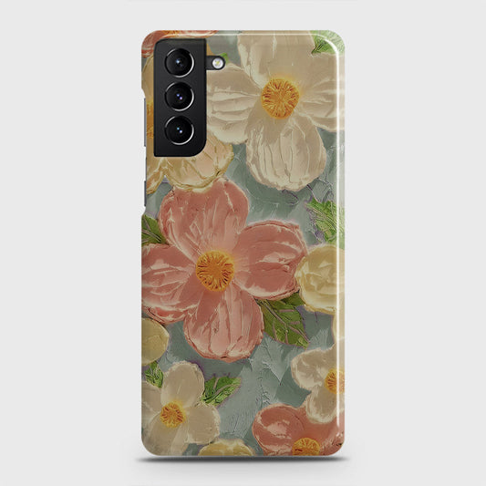 Samsung Galaxy S21 Plus 5G Cover - Floral Series - Design 16 - Cyan & Pink - Matte Finish - Snap On Hard Case with LifeTime Colors Guarantee