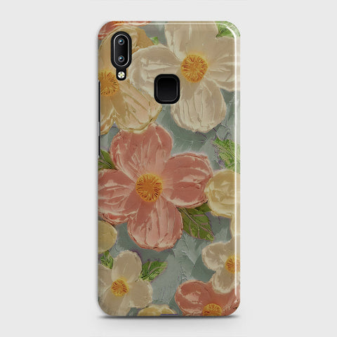 Vivo Y91 Cover - Floral Series - Design 16 - Cyan & Pink - Matte Finish - Snap On Hard Case with LifeTime Colors Guarantee