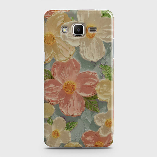 Samsung Galaxy J7 Core Cover - Floral Series - Design 16 - Cyan & Pink - Matte Finish - Snap On Hard Case with LifeTime Colors Guarantee