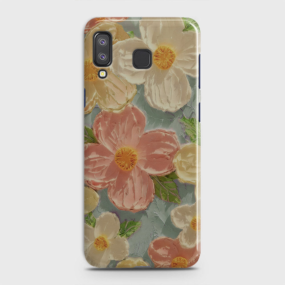 Samsung Galaxy A9 Star Cover - Floral Series - Design 16 - Cyan & Pink - Matte Finish - Snap On Hard Case with LifeTime Colors Guarantee