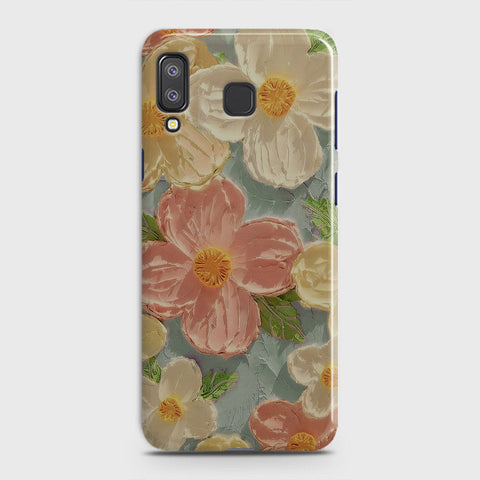 Samsung Galaxy A9 Star Cover - Floral Series - Design 16 - Cyan & Pink - Matte Finish - Snap On Hard Case with LifeTime Colors Guarantee