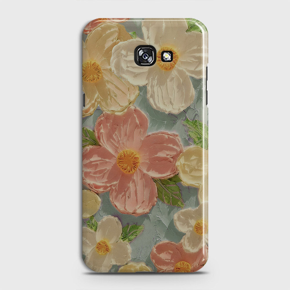 Samsung Galaxy A5 2017 Cover - Floral Series - Design 16 - Cyan & Pink - Matte Finish - Snap On Hard Case with LifeTime Colors Guarantee
