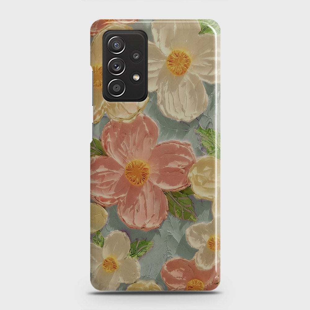 Samsung Galaxy A52 Cover - Floral Series - Design 16 - Cyan & Pink - Matte Finish - Snap On Hard Case with LifeTime Colors Guarantee (Fast Delivery)
