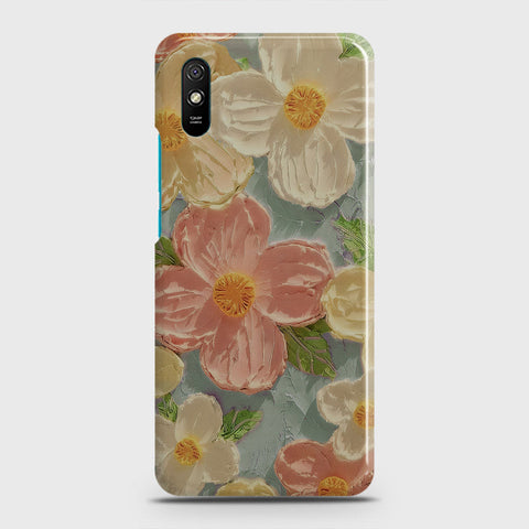 Xiaomi Redmi 9A Cover - Floral Series - Design 16 - Cyan & Pink - Matte Finish - Snap On Hard Case with LifeTime Colors Guarantee