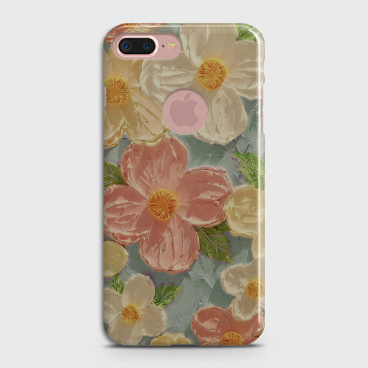iPhone 8 / 7 Logo Cover - Floral Series - Design 16 - Cyan & Pink - Matte Finish - Snap On Hard Case with LifeTime Colors Guarantee