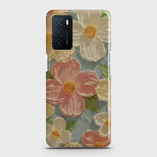 Oppo A16 Cover - Floral Series - Design 16 - Cyan & Pink - Matte Finish - Snap On Hard Case with LifeTime Colors Guarantee