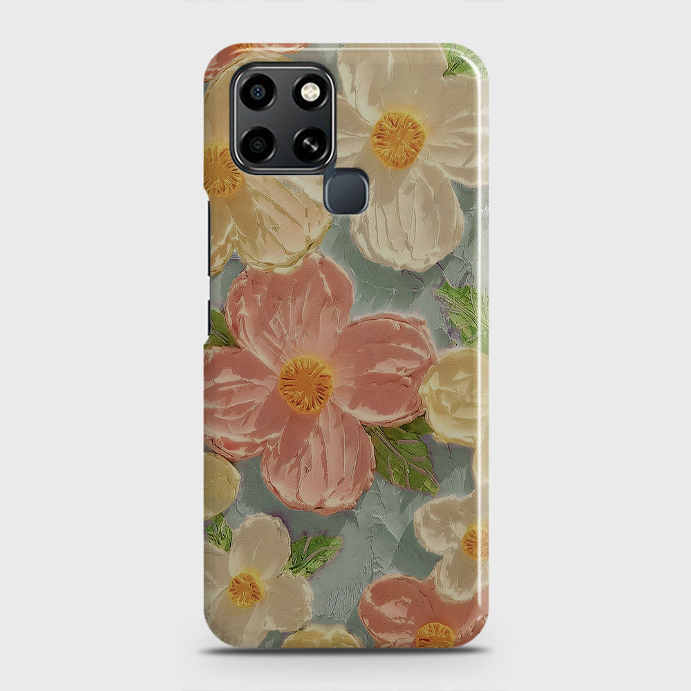 Infinix Smart 6 Cover - Floral Series - Design 16 - Cyan & Pink - Matte Finish - Snap On Hard Case with LifeTime Colors Guarantee