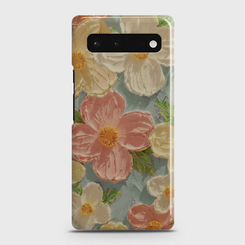 Google Pixel 6 Cover - Floral Series - Design 16 - Cyan & Pink - Matte Finish - Snap On Hard Case with LifeTime Colors Guarantee