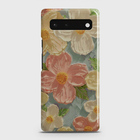 Google Pixel 6 Cover - Floral Series - Design 16 - Cyan & Pink - Matte Finish - Snap On Hard Case with LifeTime Colors Guarantee