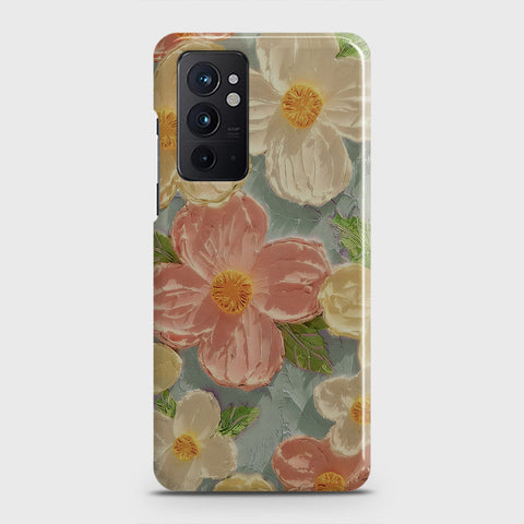 OnePlus 9RT 5G Cover - Floral Series - Design 16 - Cyan & Pink - Matte Finish - Snap On Hard Case with LifeTime Colors Guarantee