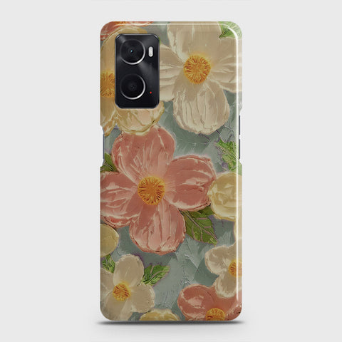 Oppo A36 Cover - Floral Series - Design 16 - Cyan & Pink - Matte Finish - Snap On Hard Case with LifeTime Colors Guarantee